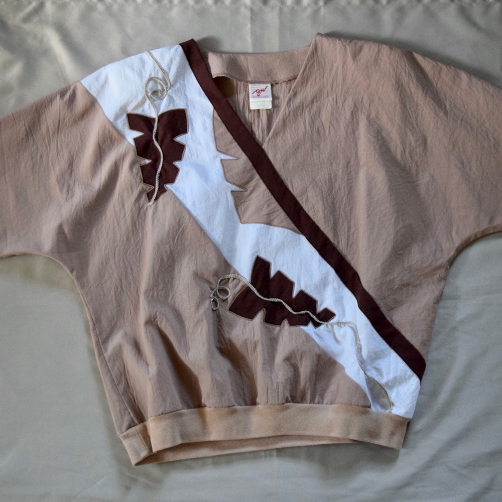 Vintage Division of Graff Grandma Style Polo Parchute Shirt Size Large Neutrals